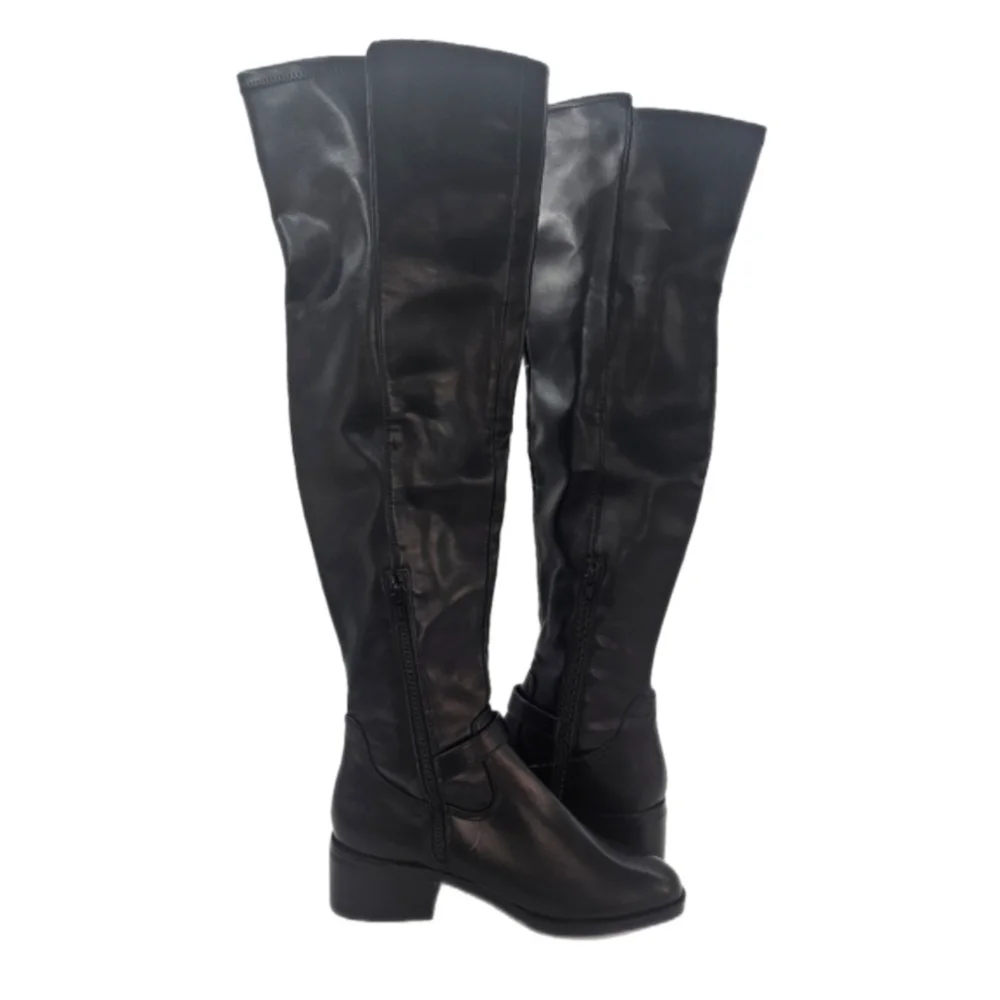 DV Dolce Vita Elyse Black Over The Knee Riding Boots Buckle Detail Women’s 7